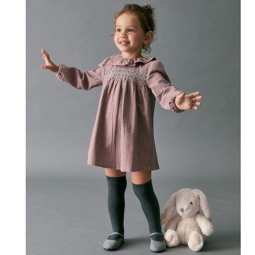 Vestido morado con encaje para bebé niña