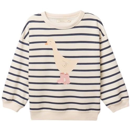 Suéter pull over rayado con estampado para niña