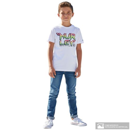 Camiseta blanca con estampado Hurley para niño