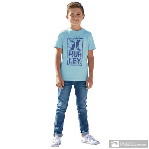 Camiseta celeste con estampado Hurley para niño
