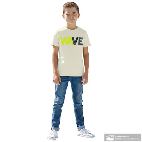 Camiseta beige estampada para niño