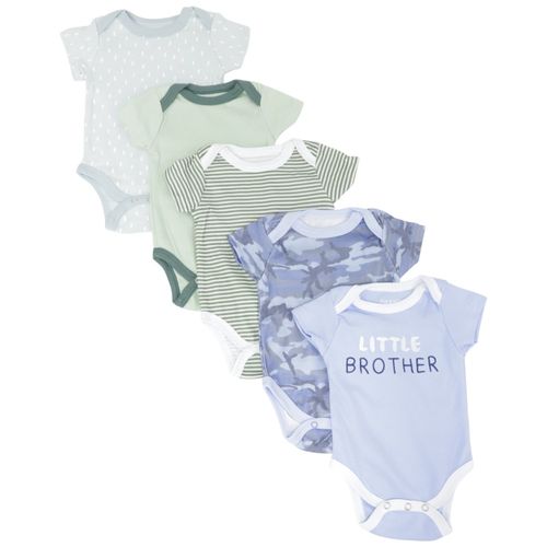 Set de 5 mamelucos multicolor estampados para bebé niño