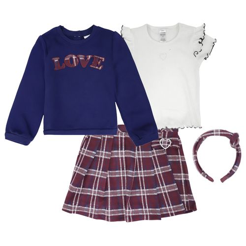 Conjunto de 4 piezas multicolor estampado para niña