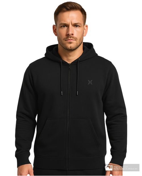 Suéter tipo hoodie Hurley negro sólido para hombre