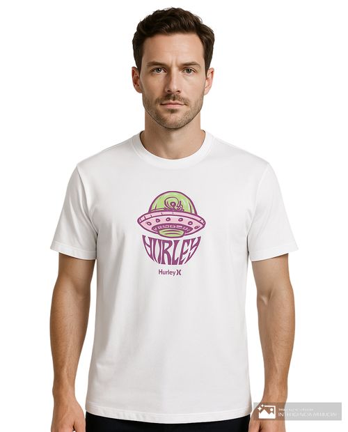 Camiseta Hurley blanca estampado "Space surf..." para hombre