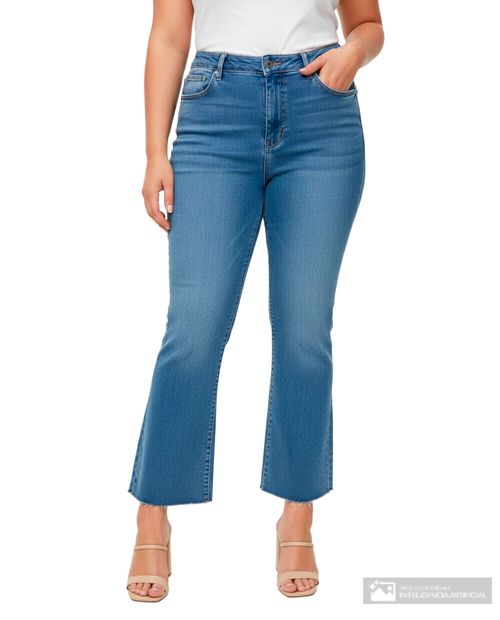 Jeans Sabrina flare azul de cintura alta para mujer