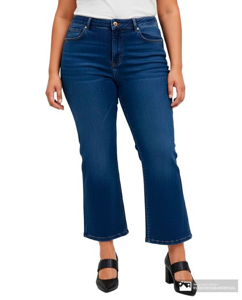 Jeans Sabrina straight azul de cintura alta para mujer
