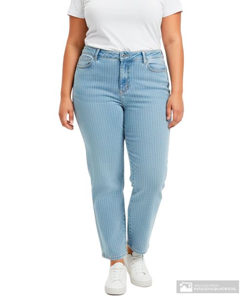 Jeans Sabrina straight rayado de cintura alta para mujer
