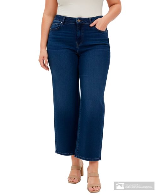 Jeans Sabrina straight azul de cintura alta para mujer
