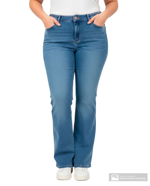 Jeans Sabrina flare azul de cintura alta para mujer