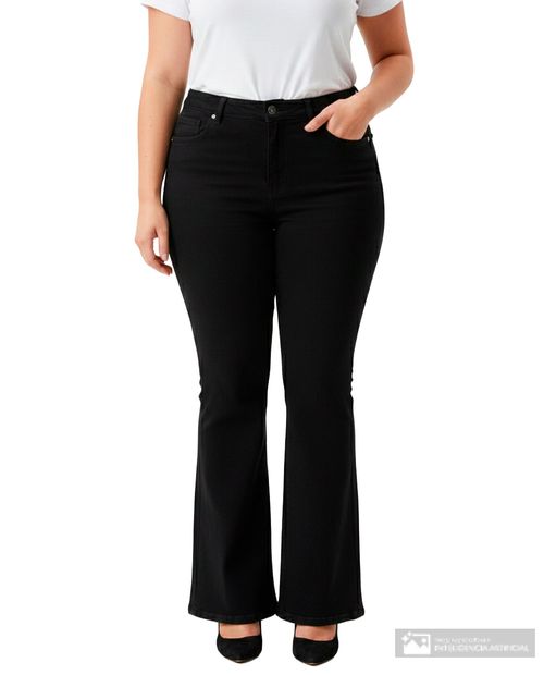 Jeans Sabrina flare negro de cintura alta para mujer
