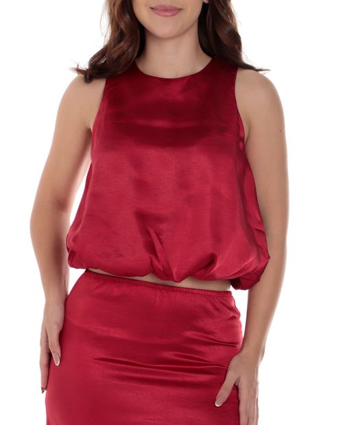 Blusa Unexpected crop top roja sin mangas para mujer