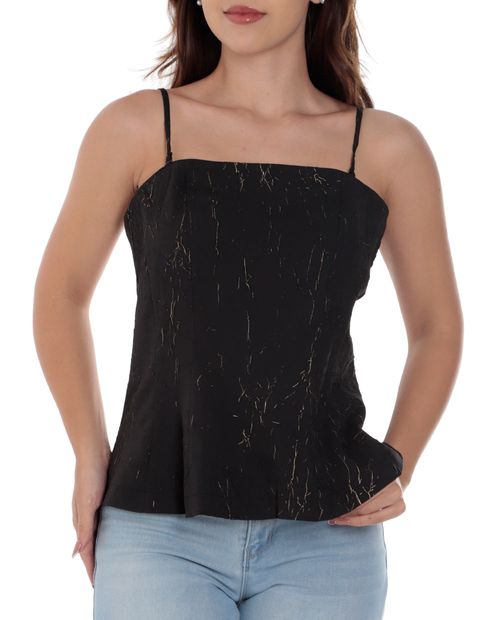 Blusa Unexpected casual negra de tirantes para mujer