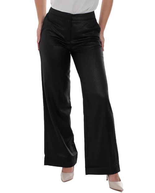 Pantalón Unexpected wide leg negro de cintura alta para mujer