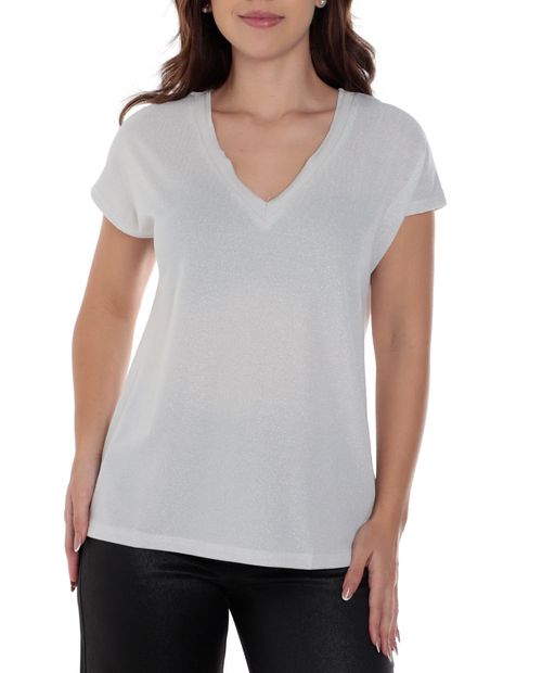 Blusa Nicolle casual gris manga corta para mujer