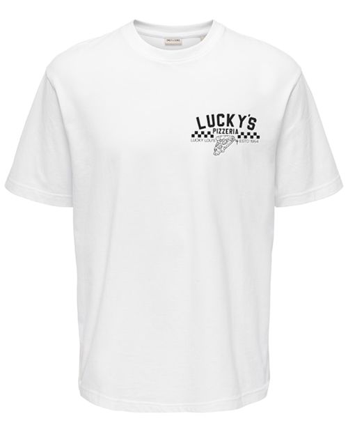 Camiseta Only & Sons relaxed fit blanca con estampado de pizza para hombre