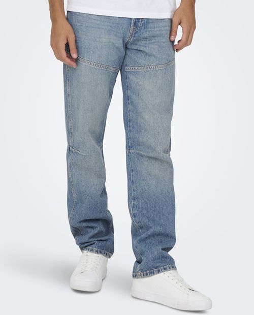 Jeans Only & Sons straight fit azul claro denim lavado para hombre