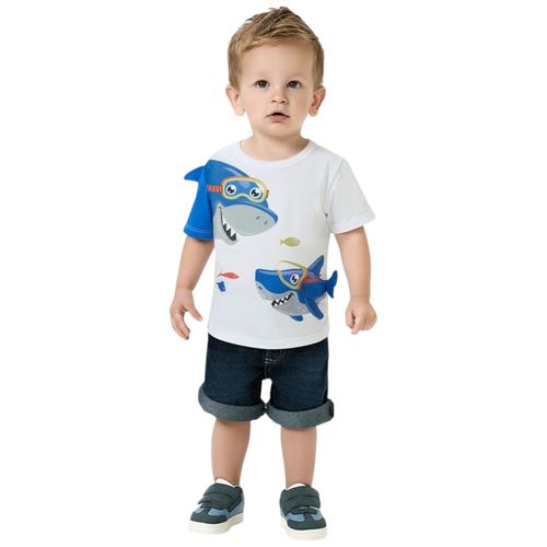 Camisa blanca estampada para niño