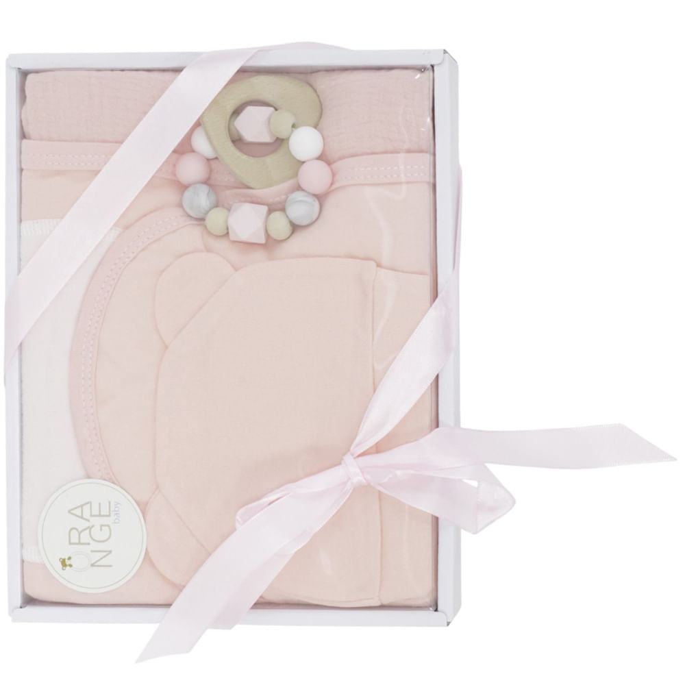 Set de 4 piezas rosado con frazada y accesorios para bebé niña - Siman ...