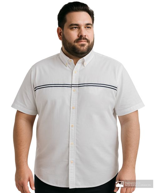 Camisa casual Gents blanca heather rayada para hombre