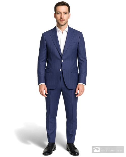 Traje PuroEGO slim fit azul navy heather rayado para hombre