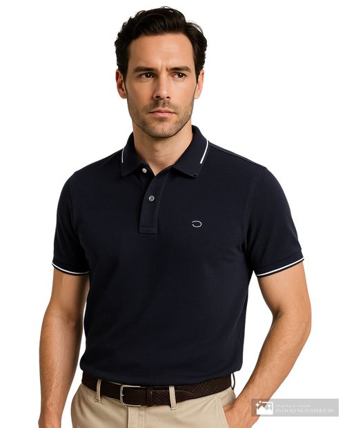 Camisa polo Oscar de la Renta classic fit azul navy sólida para hombre
