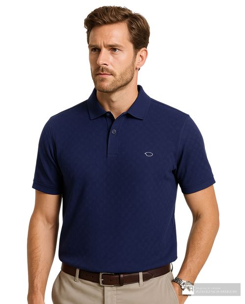 Camisa polo Oscar de la Renta classic fit azul cuadriculada para hombre