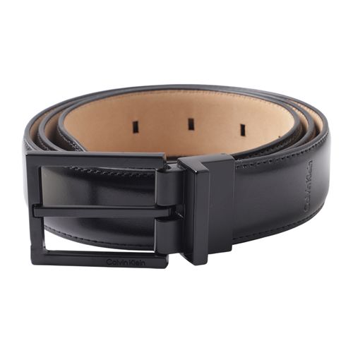 Cinturón de cuero Calvin Klein negro sólido para hombre