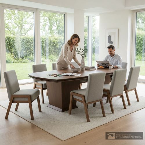 Juego de comedor 10 personas rectangular top madera Bellagio
