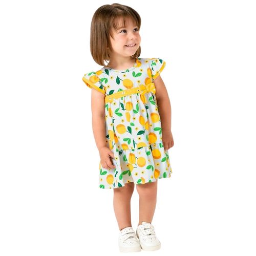 Vestido blanco con estampado tropical para niña