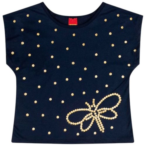 Blusa azul navy con estampado de puntos para niña