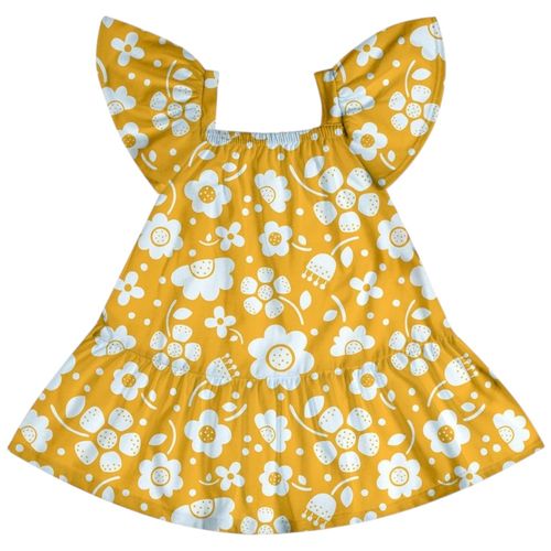 Vestido amarillo con estampado floral para niña