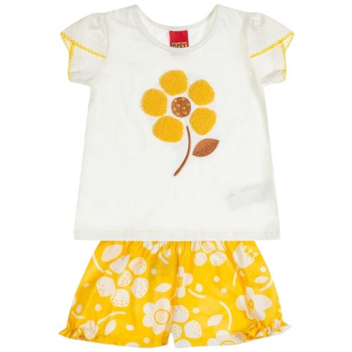 Conjunto de 2 piezas bicolor con estampado floral para niña