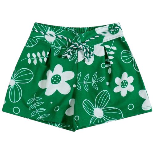 Short verde con estampado floral para niña
