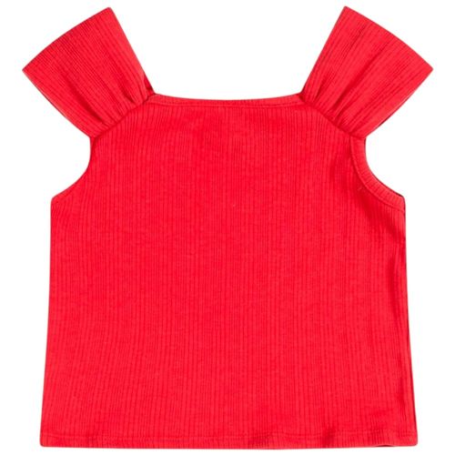 Blusa roja acanalada para niña