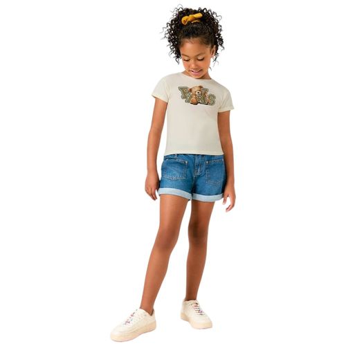 Camiseta ivory con estampado para niña