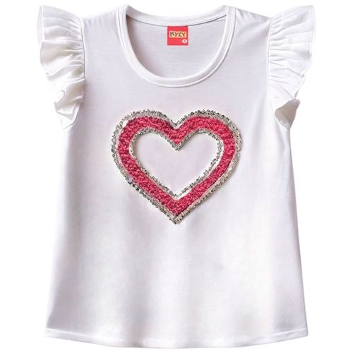 Blusa blanca con estampado de corazón para niña