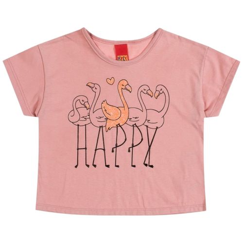 Camiseta rosada con estampado para niña