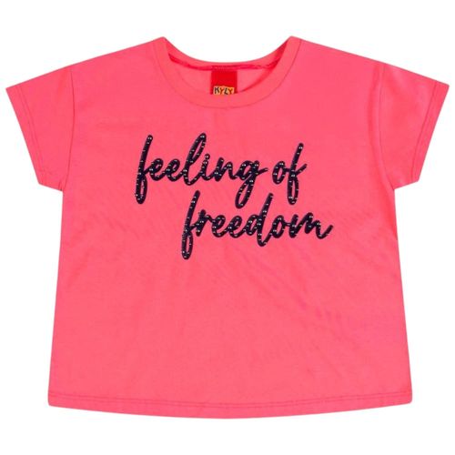 Camiseta rosado con estampado para niña