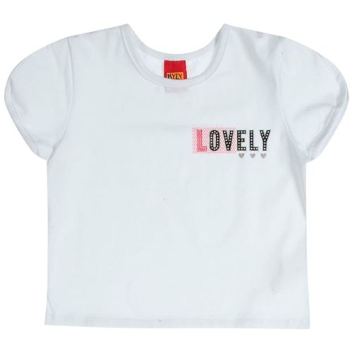 Camiseta blanca sólida con brillos para niña