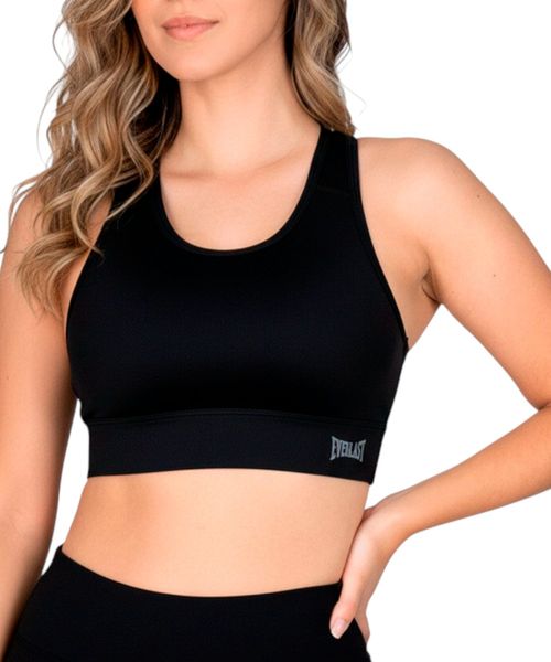 Top bra deportivo Everlast negro sólido para mujer