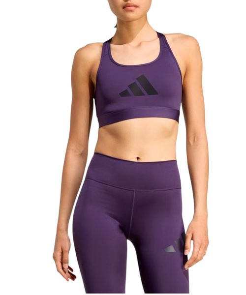 Top bra deportivo Adidas Powerreact morado estampado para mujer