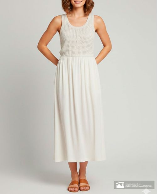 Vestido Easy Wear midi blanco de tirantes para mujer