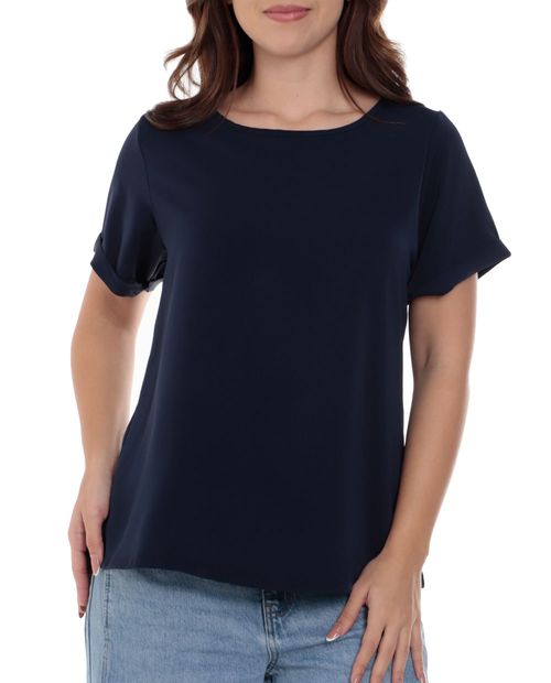 Blusa Nicolle formal azul manga corta para mujer