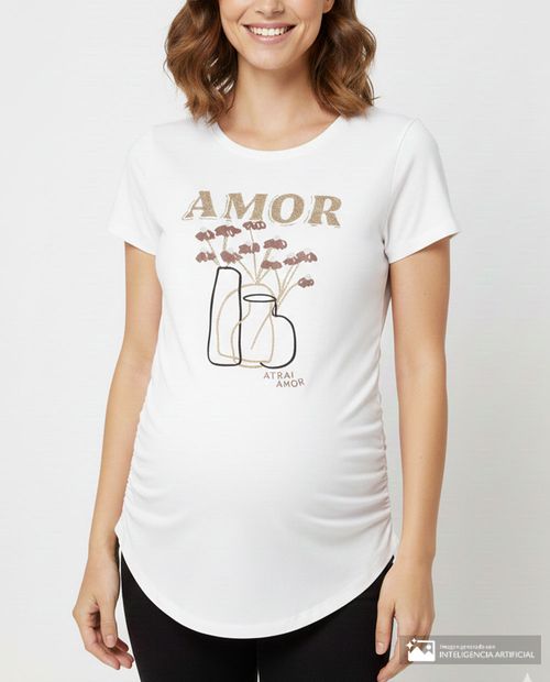 Camiseta maternal Sabrina estampada manga corta para mujer