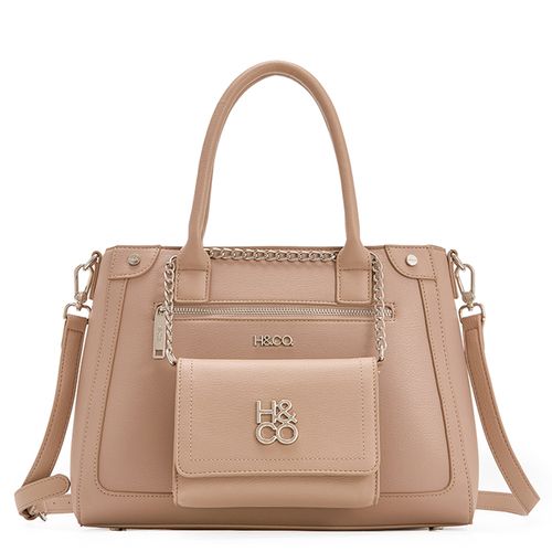 Cartera satchel H&Co Gemma color café para mujer