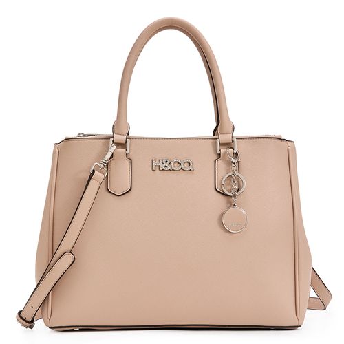 Cartera satchel H&Co Alice color beige para mujer