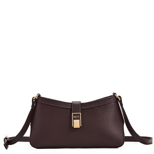 Cartera crossbody H&Co Luna color café para mujer