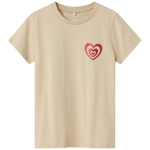 Camiseta beige estampada para niña