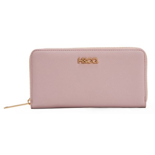 Billetera zip around H&Co color rosado para mujer